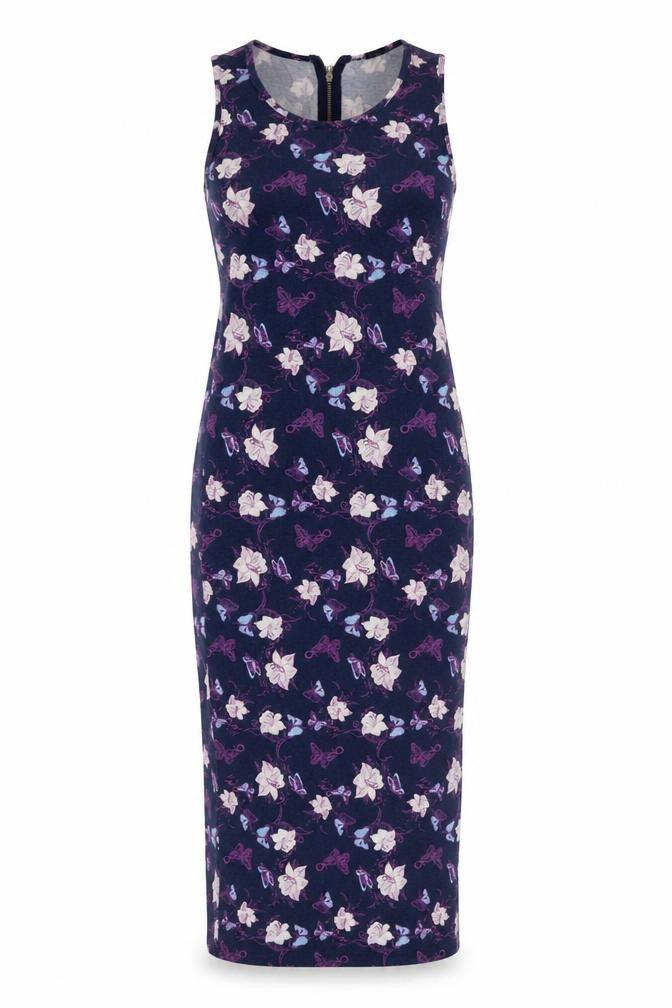 Preworn Womens Multicoloured Animal Print Viscose Tank Dress  Size 10  Round Neck