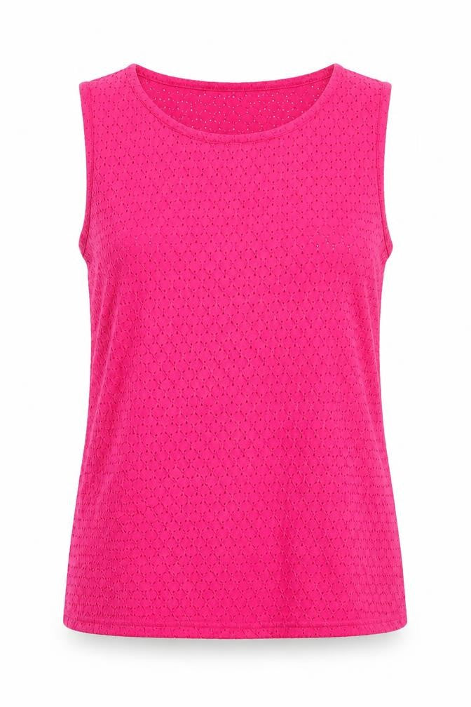 Front view of New Look women’s pink argyle/diamond polyester tunic blouse, size UK 10, round neck - cut out pattern