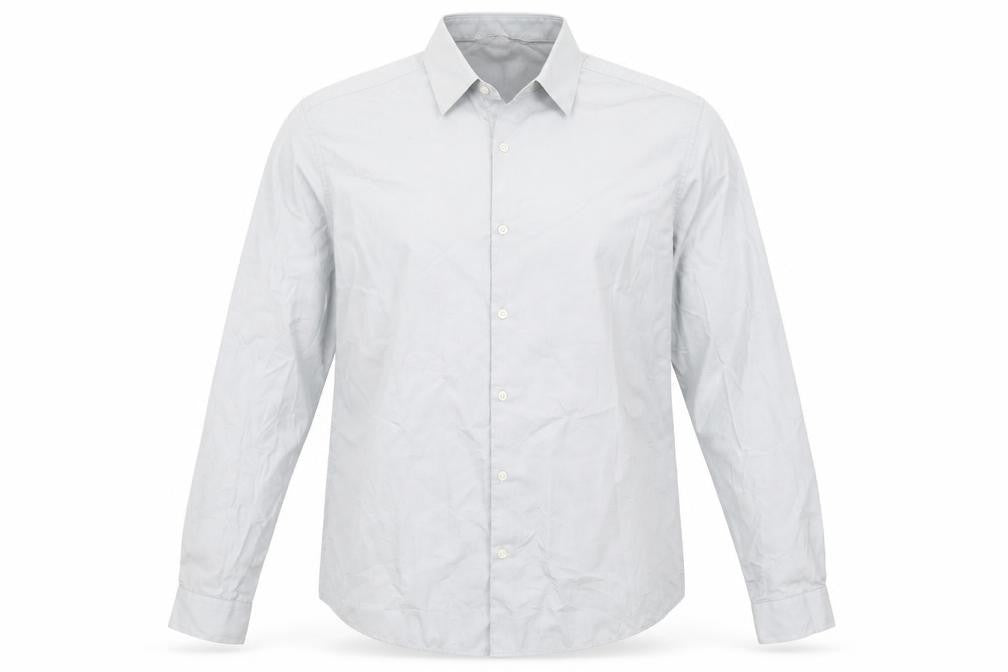 Front view of Very men’s green polyester button-up, size 17, collared