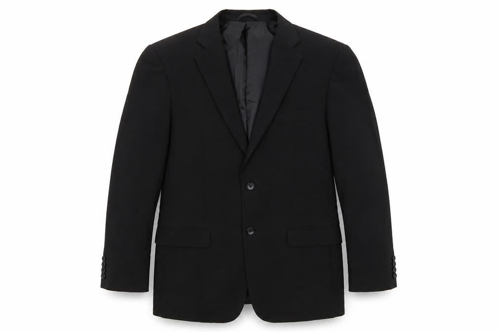 Front view of Burton men’s brown overcoat blazer, size 38