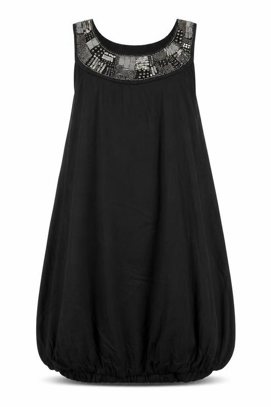 Front view of Red Herring women’s black viscose a-line, size UK 14, round neck