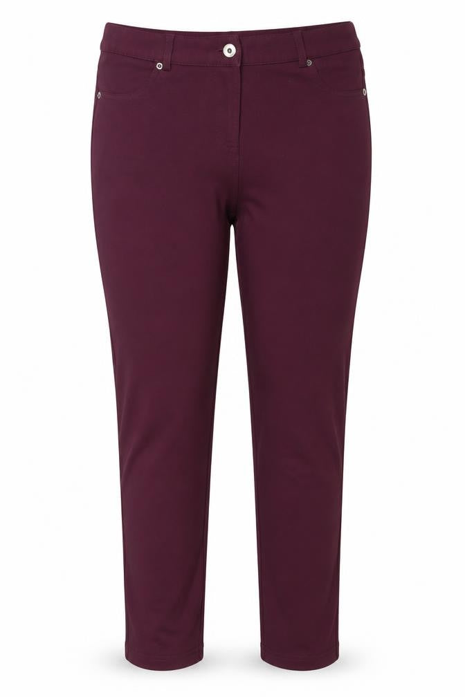 Front view of Warehouse women’s pink viscose trousers, size UK 16, 30-inch leg regular