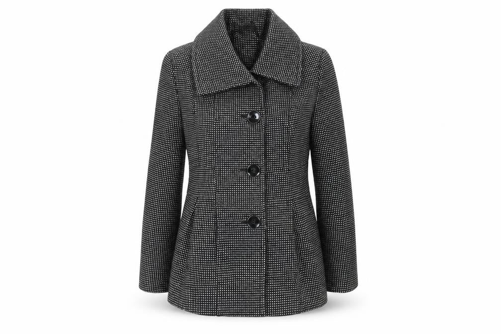 Front view of Debenhams women’s black polka dot jacket blazer, size UK 6