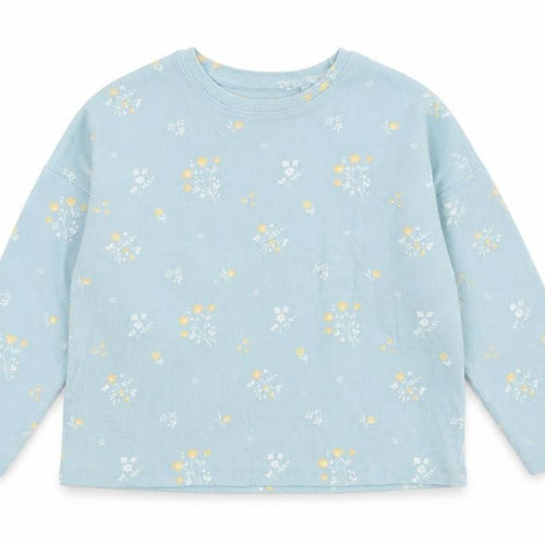 NEXT Girls Blue Round Neck Floral Cotton Pullover Jumper Size 5 Years