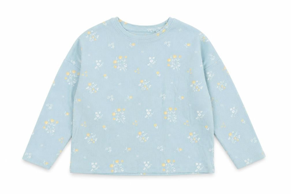 NEXT Girls Blue Round Neck Floral Cotton Pullover Jumper Size 5 Years