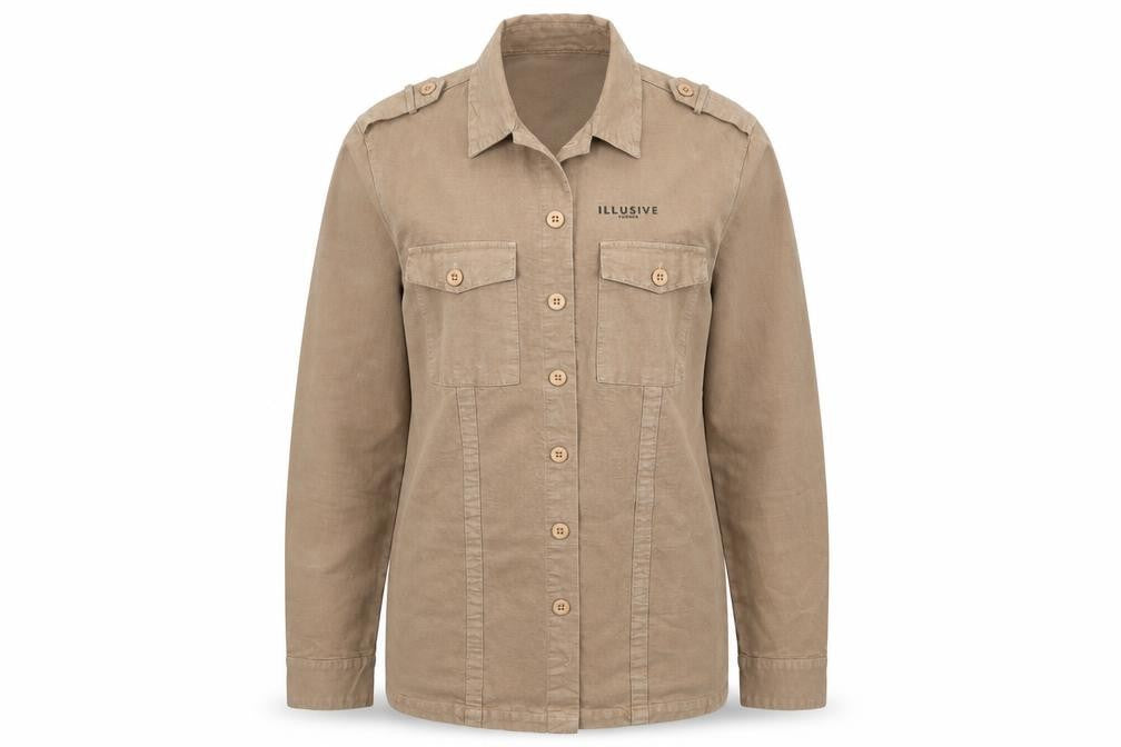 Front view of Illusive women’s brown jacket, size M