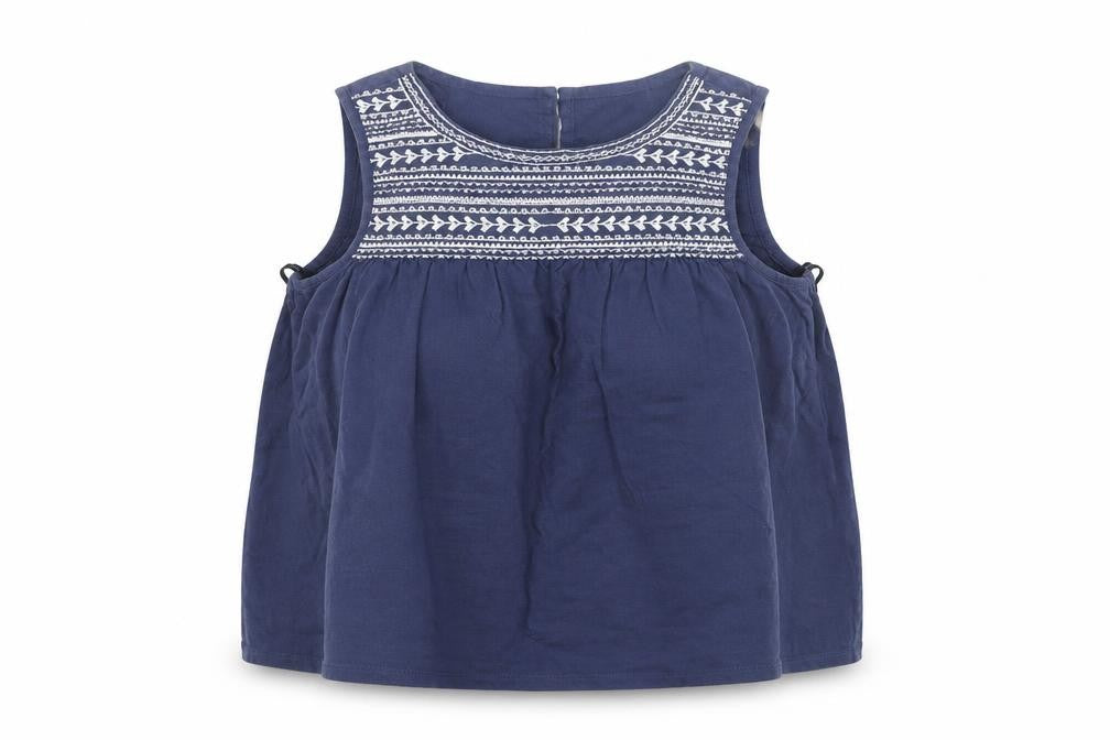 Front view of Clockhouse women’s blue cotton basic blouse, size L, round neck
