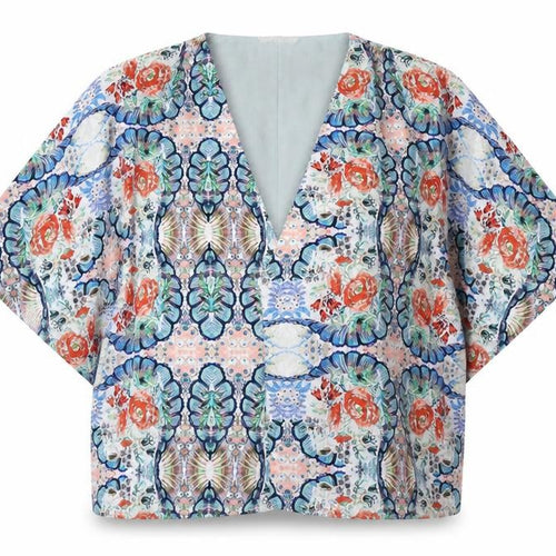 Yumi Womens Multicoloured Floral  Military Jacket Blazer Size 14