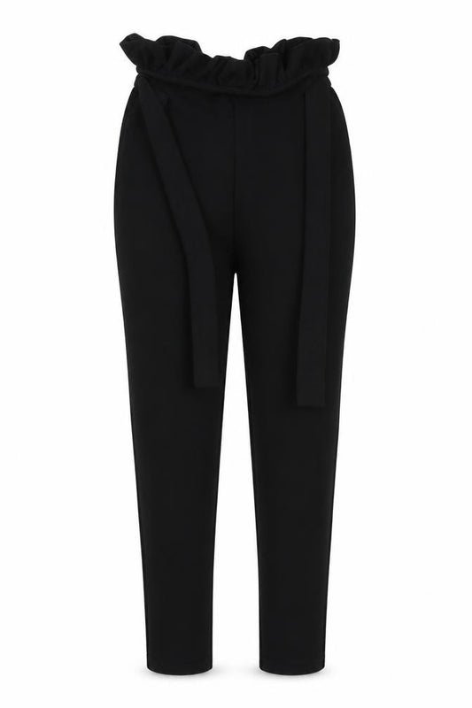 Front view of PRETTYLITTLETHING women’s black viscose dress pants trousers, size UK 6, 26-inch leg regular