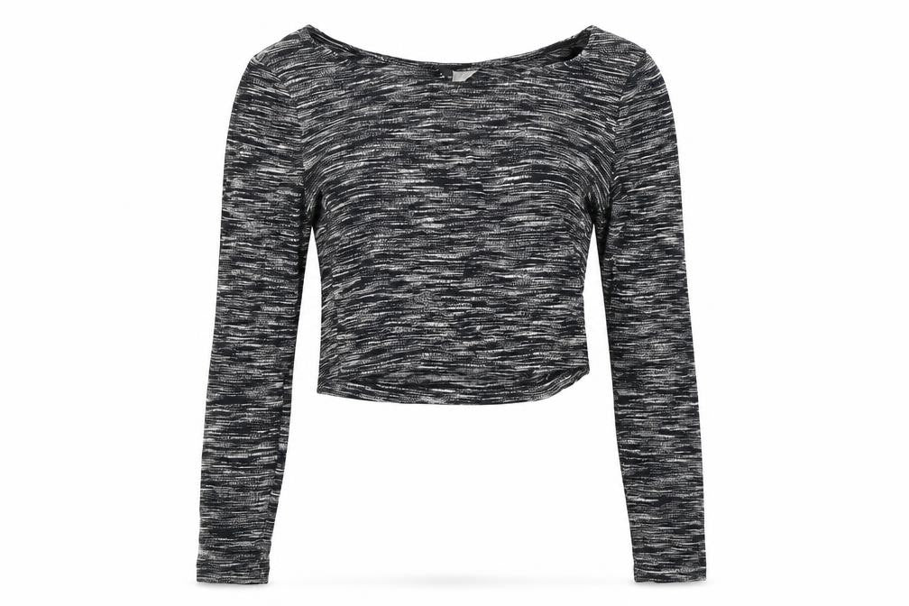 Front view of Divided women’s black striped viscose basic t-shirt, size XS, round neck