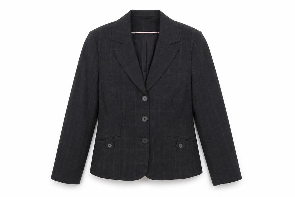 Front view of Evie women’s grey polyester jacket suit jacket, size UK 14