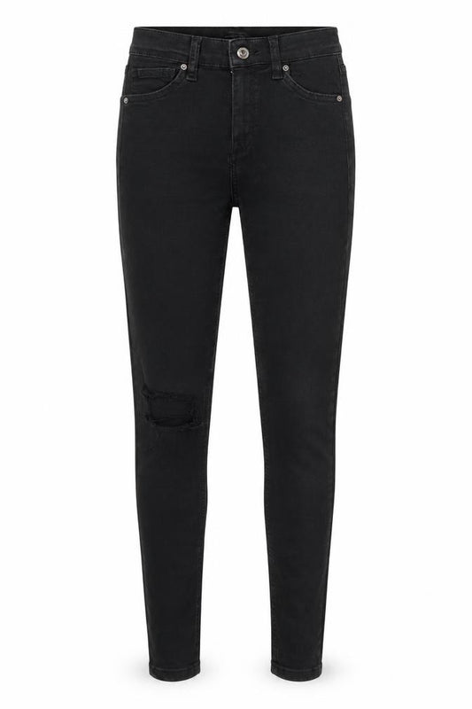 Front view of Topshop Jamie women’s black cotton skinny jeans, size UK 25, in, 26-inch leg regular