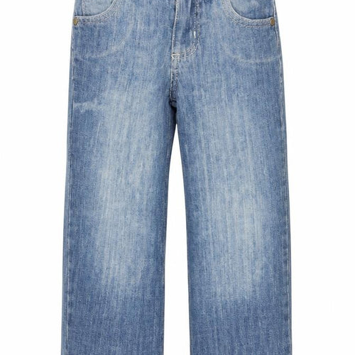 Denim & Co. Boys Blue  Cotton Straight Jeans Size 5-6 Years  Regular  - Skull and Bones