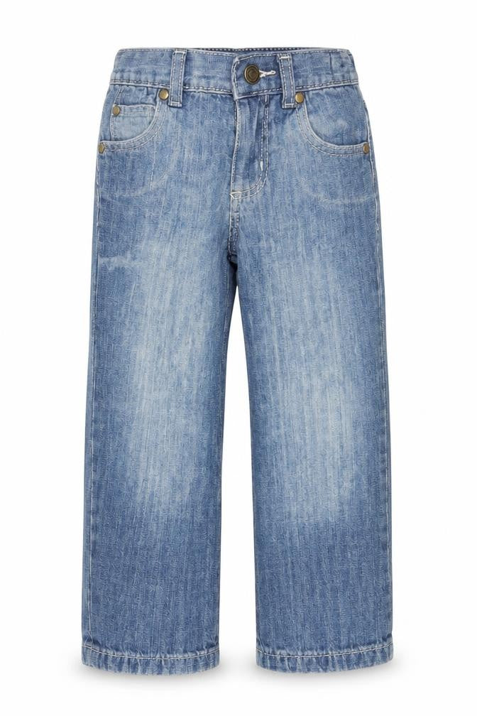 Denim & Co. Boys Blue  Cotton Straight Jeans Size 5-6 Years  Regular  - Skull and Bones