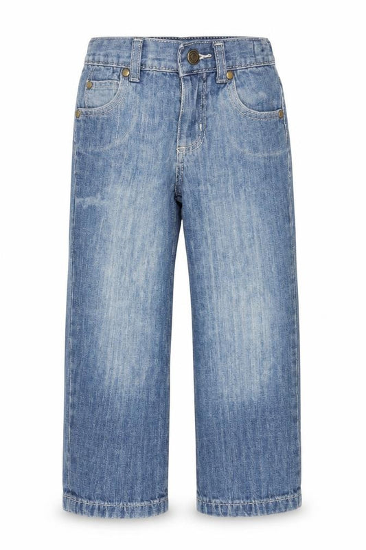 Denim & Co. Boys Blue  Cotton Straight Jeans Size 5-6 Years  Regular  - Skull and Bones