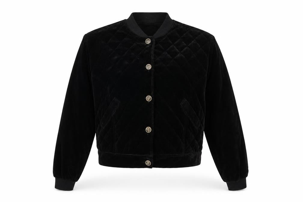 Front view of Principles women’s black argyle/diamond jacket, size UK 12