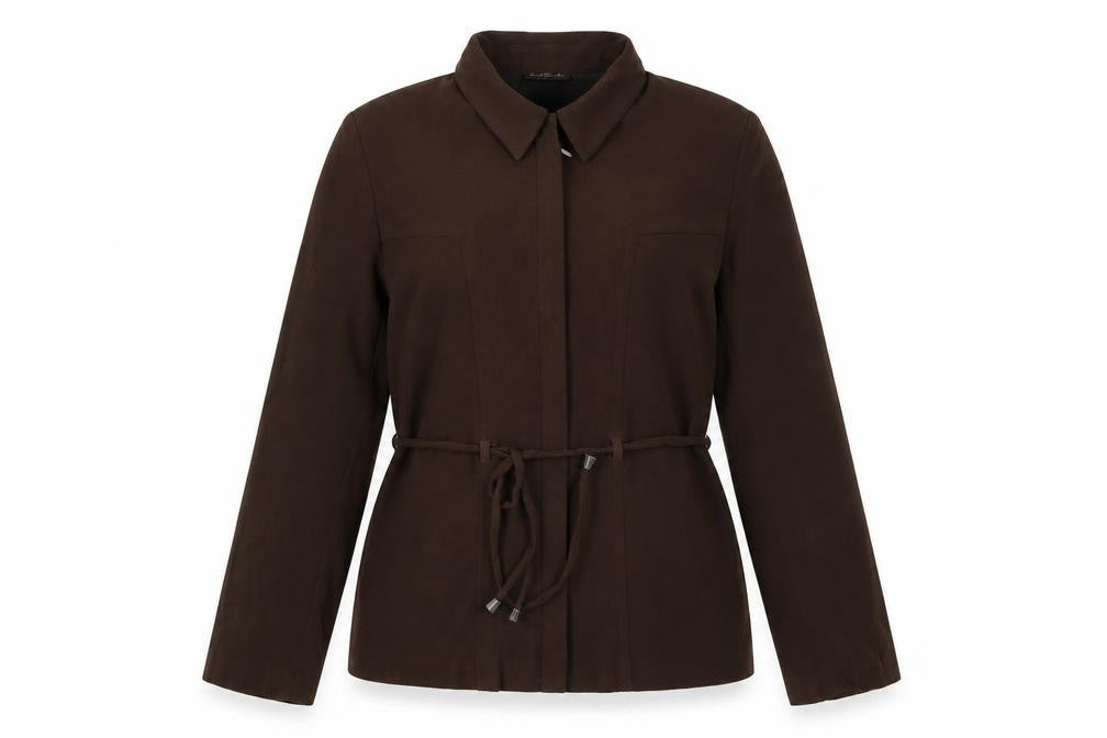Front view of SARAH HAMILTON women’s brown jacket, size UK 14