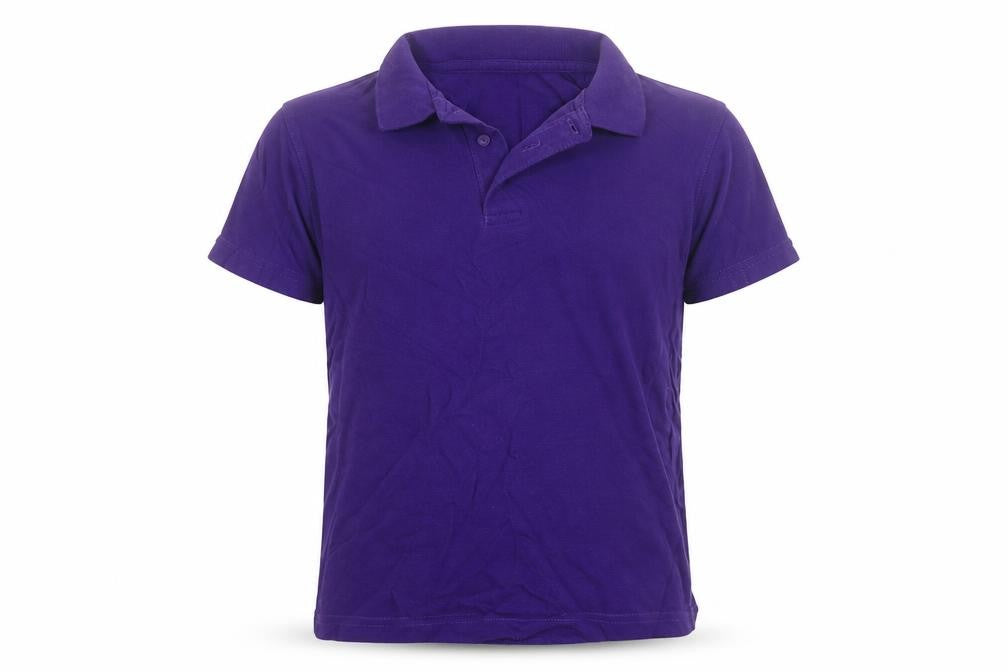 Front view of George boys’ purple cotton basic polo, size 9-10, years collared