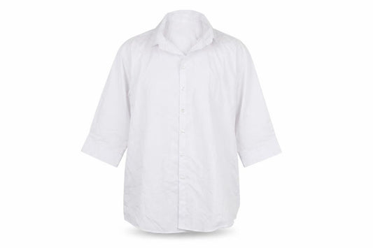 Front view of George girls’ white polyester basic button-up, size 16, years collared