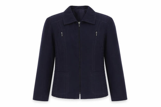 Front view of Gelco women’s purple jacket, size UK 10