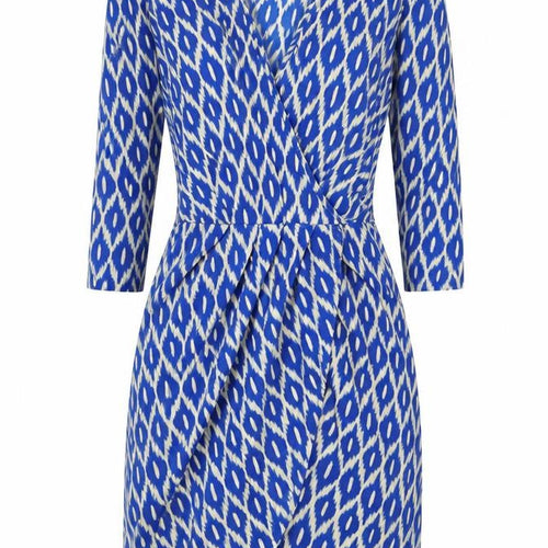 Glamourous Womens Blue Animal Print Polyester A-Line  Size 8  V-Neck