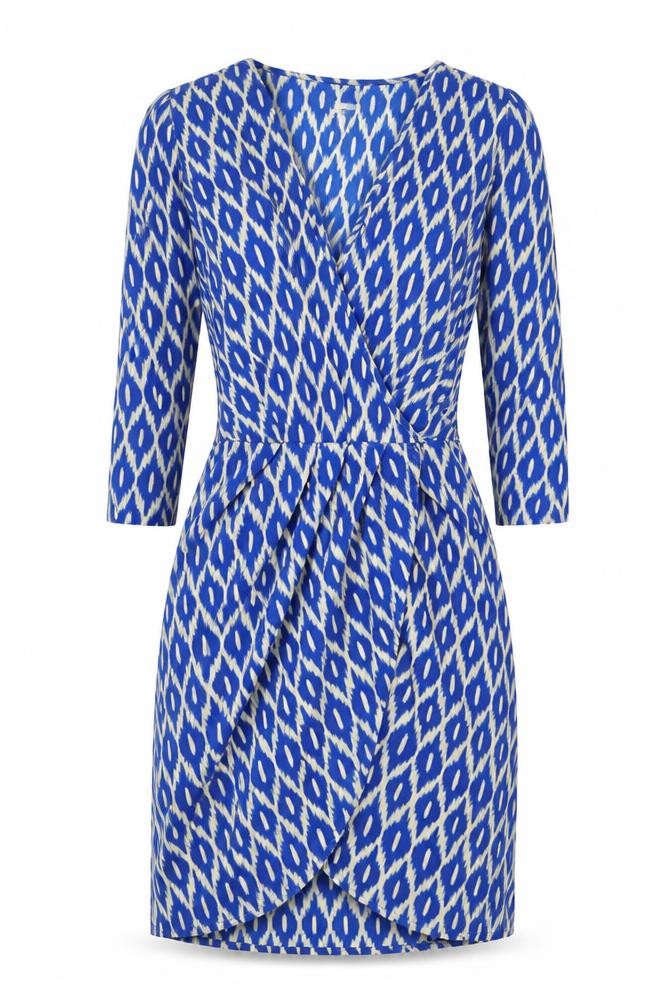 Glamourous Womens Blue Animal Print Polyester A-Line  Size 8  V-Neck