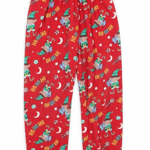 Made By Elves Boys Red Solid Cotton  Pyjama Pants Size 5-6 Years   - CHRISTMAS ELVES