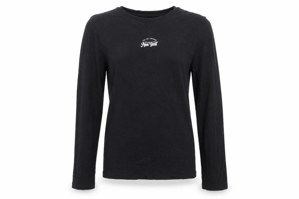 M&S Originals Girls Black  Cotton Basic Casual Size 9-10 Years Round Neck  - You are awesome New York