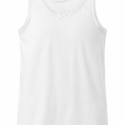 NEXT Girls White  Cotton Camisole Tank Size 7-8 Years V-Neck  - Lace Detail