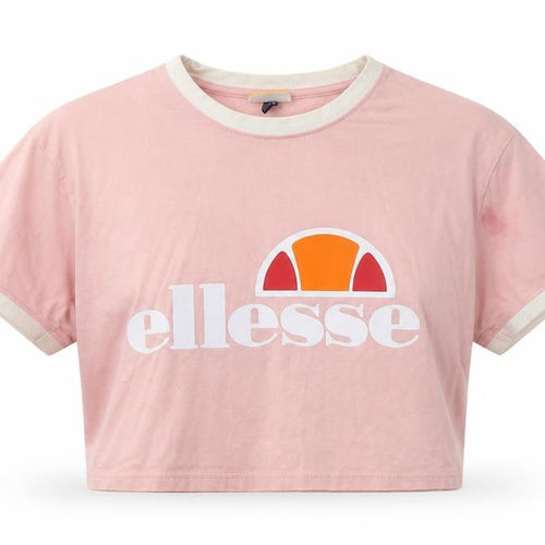 ellesse Womens Pink  Cotton Cropped Polo Size 8 Crew Neck