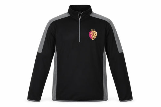 Front view of Finden Hales men’s black colourblock polyester pullover casual, size S, high neck - black & grey rgg