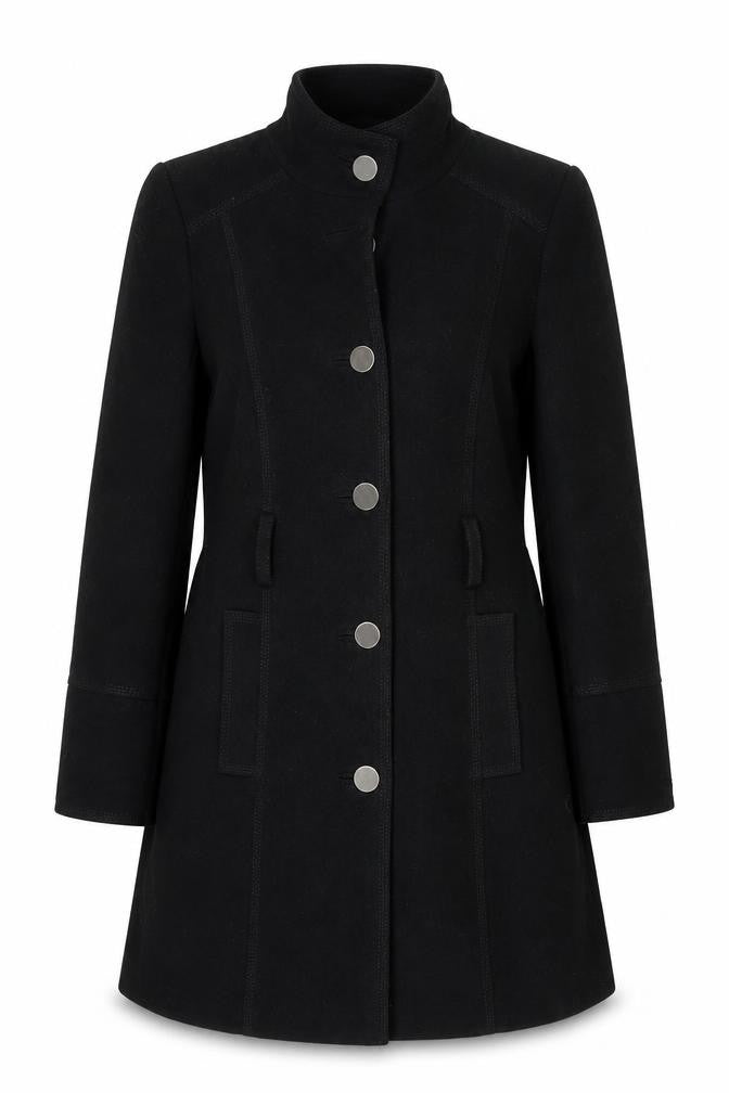 Dorothy Perkins Womens Black   Overcoat Coat Size 12   - Stand Up Collar