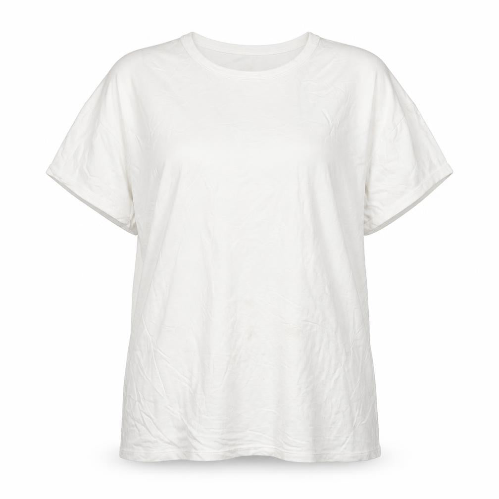 Front view of Very women’s white viscose basic t-shirt, size UK 14, round neck