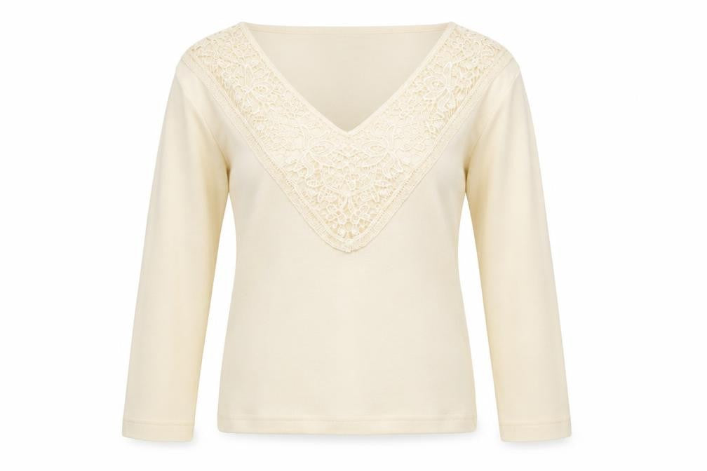 Front view of Xe women’s ivory v-neck jumper, size M