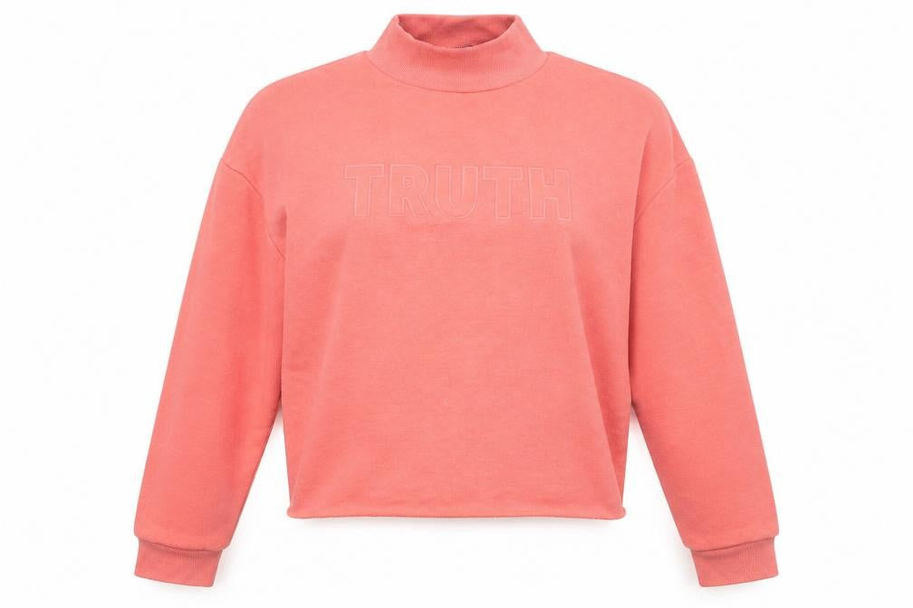 Front view of Primark women’s pink high neck polyester jumper size 2xs - truth