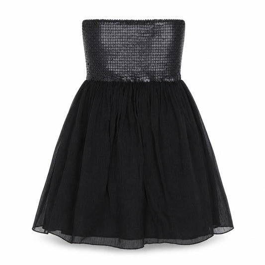 Front view of AX women’s black polyester a-line, size UK 10, square neck