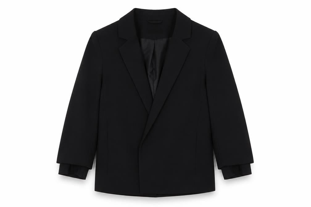 Front view of H&M women’s black jacket blazer, size UK 8