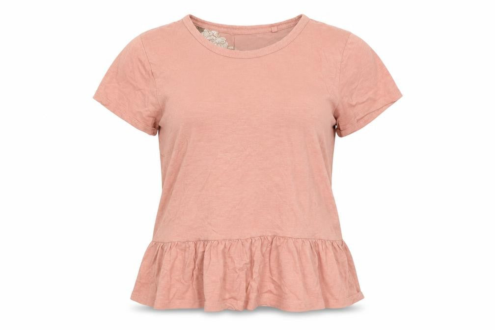 Front view of Next women’s pink cotton basic t-shirt, size S, round neck