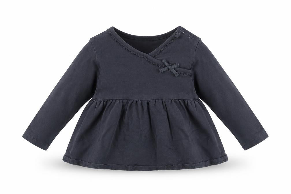 Front view of Next Baby Grey Cotton Basic Blouse, size 9-12, Months Round Neck