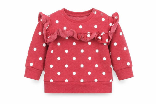 Front view of V by Very Baby Red Polka Dot Cotton jumper, size 9-12, Months