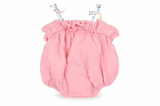 Front view of Tommy Bahama Baby Pink Cotton Romper One-Piece, size 12, Months