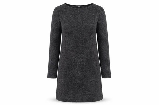 Front view of George women’s grey polyester shift, size M, round neck