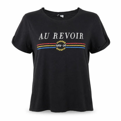 Divided Womens Black   Basic T-Shirt Size L Round Neck - Au Revoir 1989 - 96