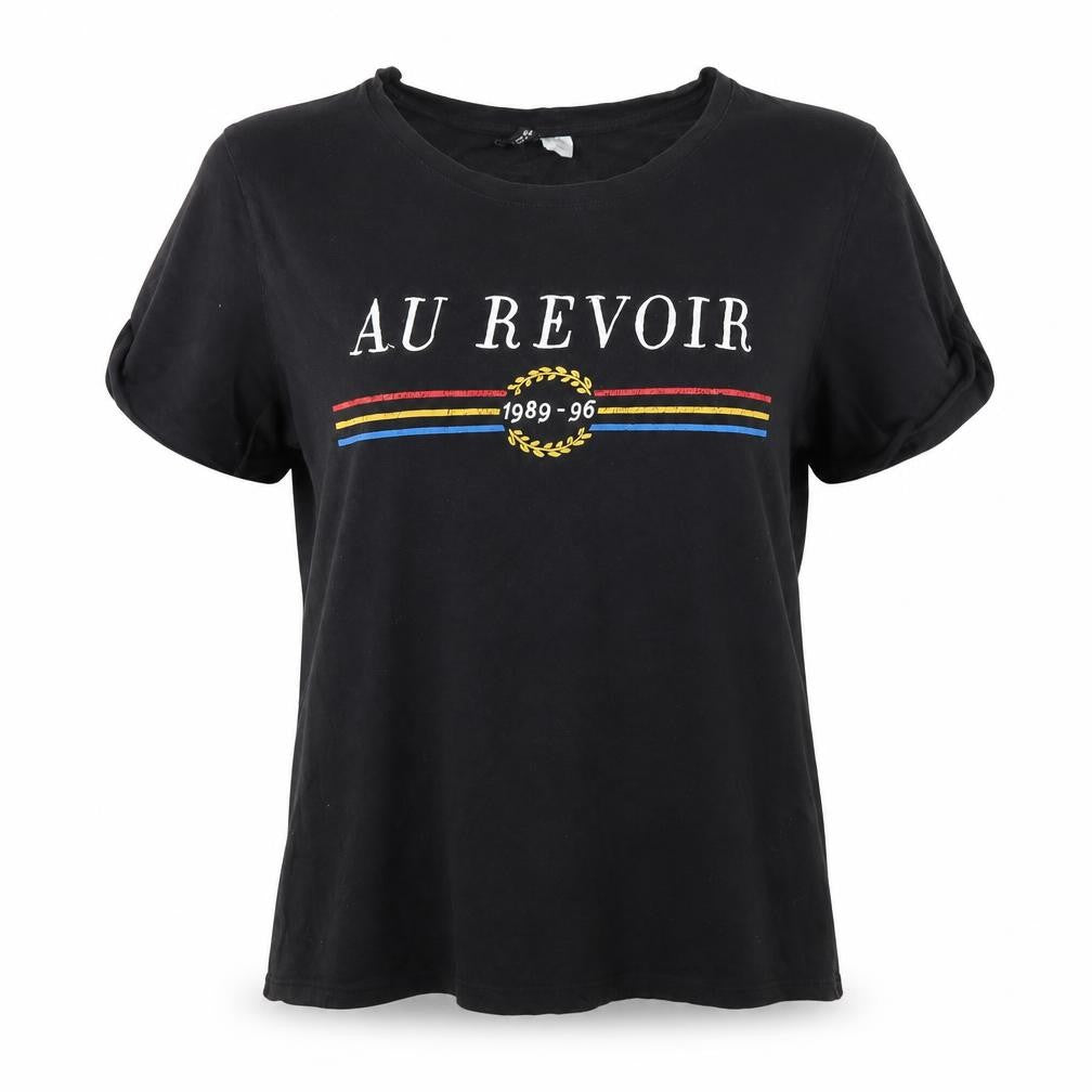 Divided Womens Black   Basic T-Shirt Size L Round Neck - Au Revoir 1989 - 96