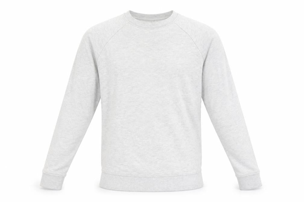 Front view of ASOS men’s grey round neck polyester jumper, size L