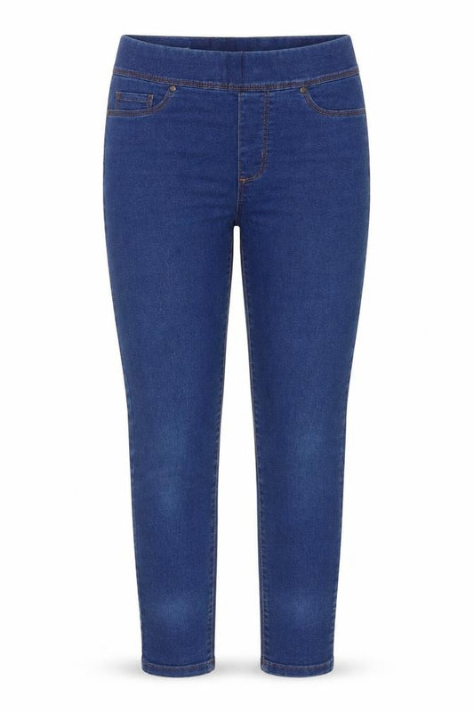 Front view of Primark women’s blue cotton jegging jeans, size UK 8, 25-inch leg regular