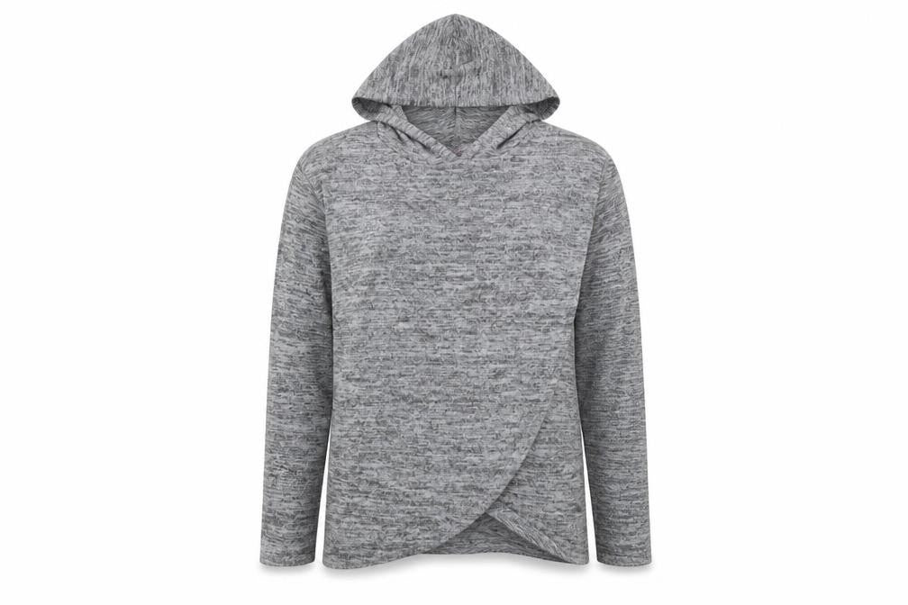 Front view of Dorothy Perkins women’s grey high neck polyester jumper, size UK 10, - mat