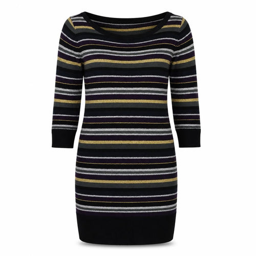 Soaked in Luxury Womens Multicoloured Striped Acrylic Jumper Dress  Size S  Boat Neck