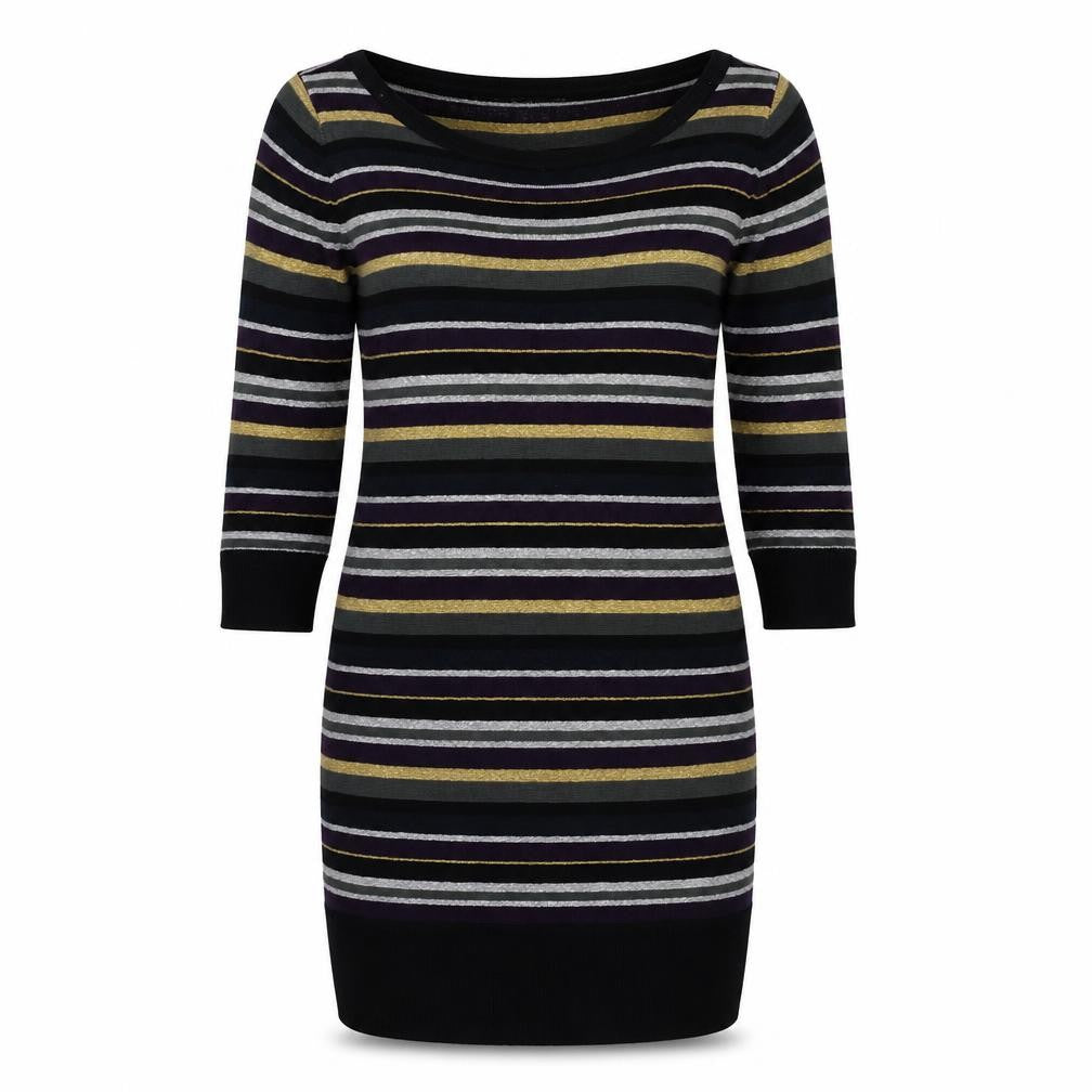 Soaked in Luxury Womens Multicoloured Striped Acrylic Jumper Dress  Size S  Boat Neck