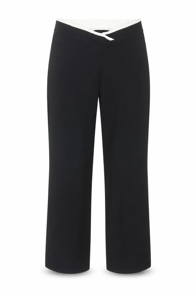 Front view of Marks & Spencer women’s black cotton trousers, size UK 10, 29-inch leg regular